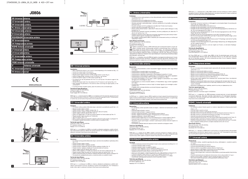 Imagen de la primera página del manual del dispositivo J0806