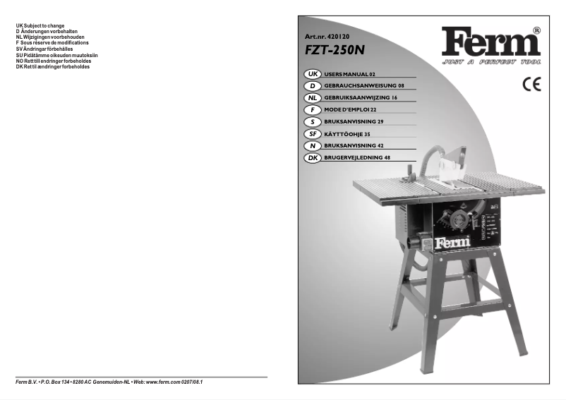 Imagen de la primera página del manual del dispositivo FZT-250N