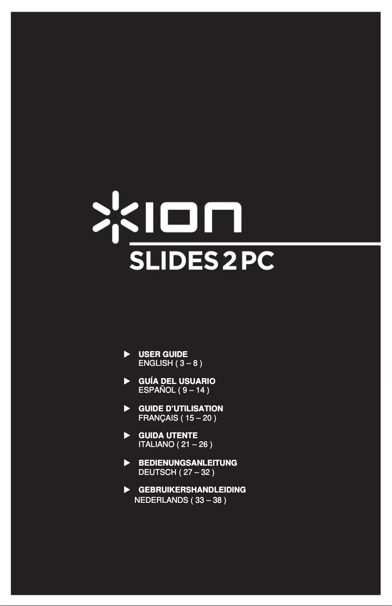 Page 1 de la notice Manuel utilisateur ION Slides2PC