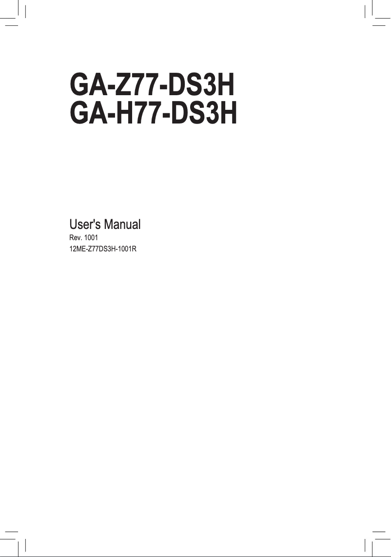 Page n°1 - Manuel utilisateur Gigabyte GA-H77-DS3H
