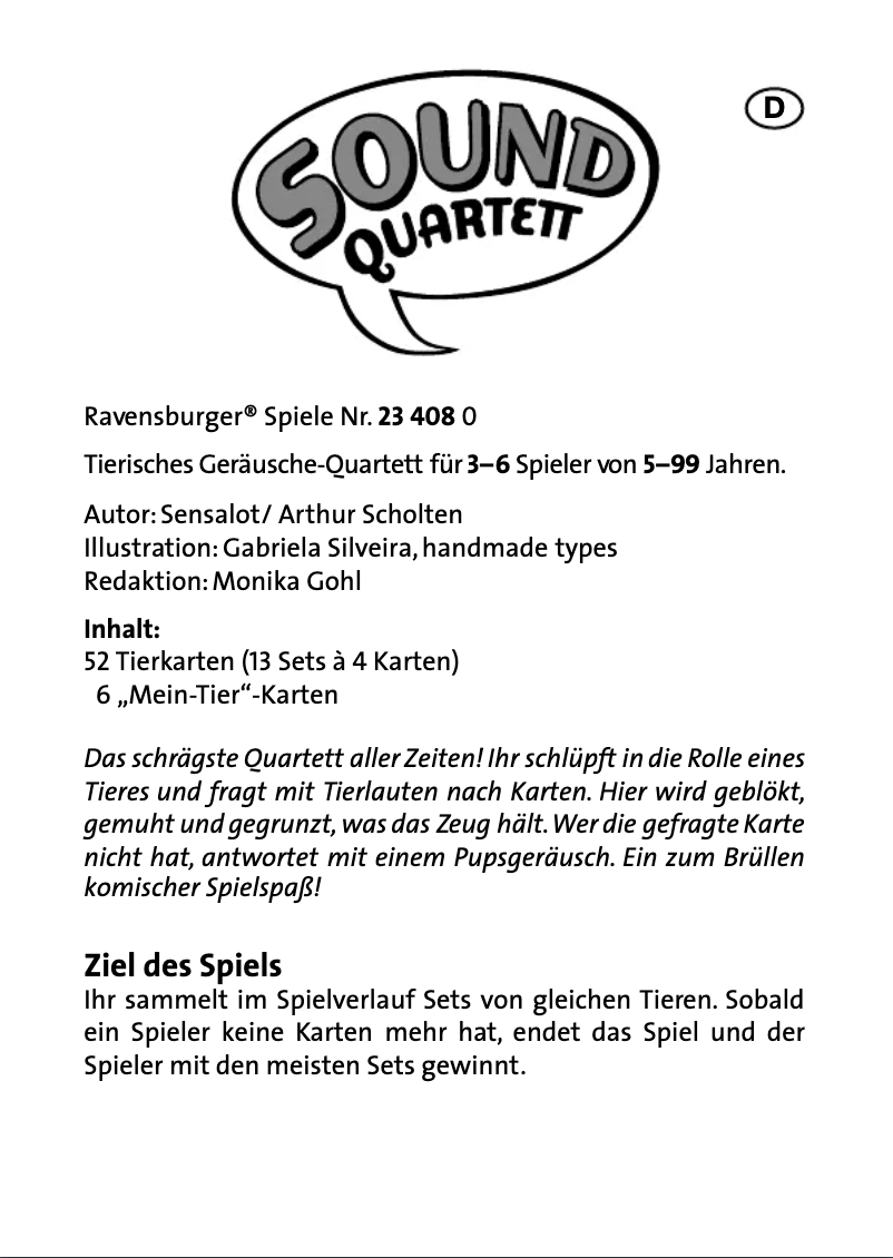 Page n°1 - Manuel utilisateur Ravensburger Sound Quartett