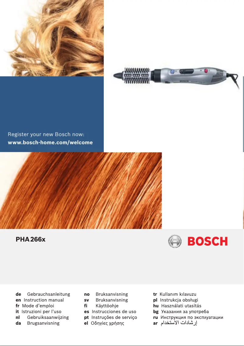 Page 1 de la notice Manuel utilisateur Bosch Beautixx Curly Ion PHA2661