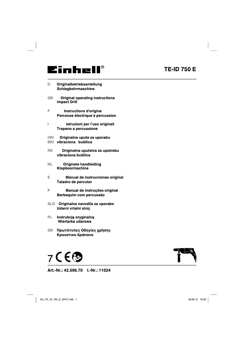 Page n°1 - Manuel utilisateur Einhell TE-ID 750 E