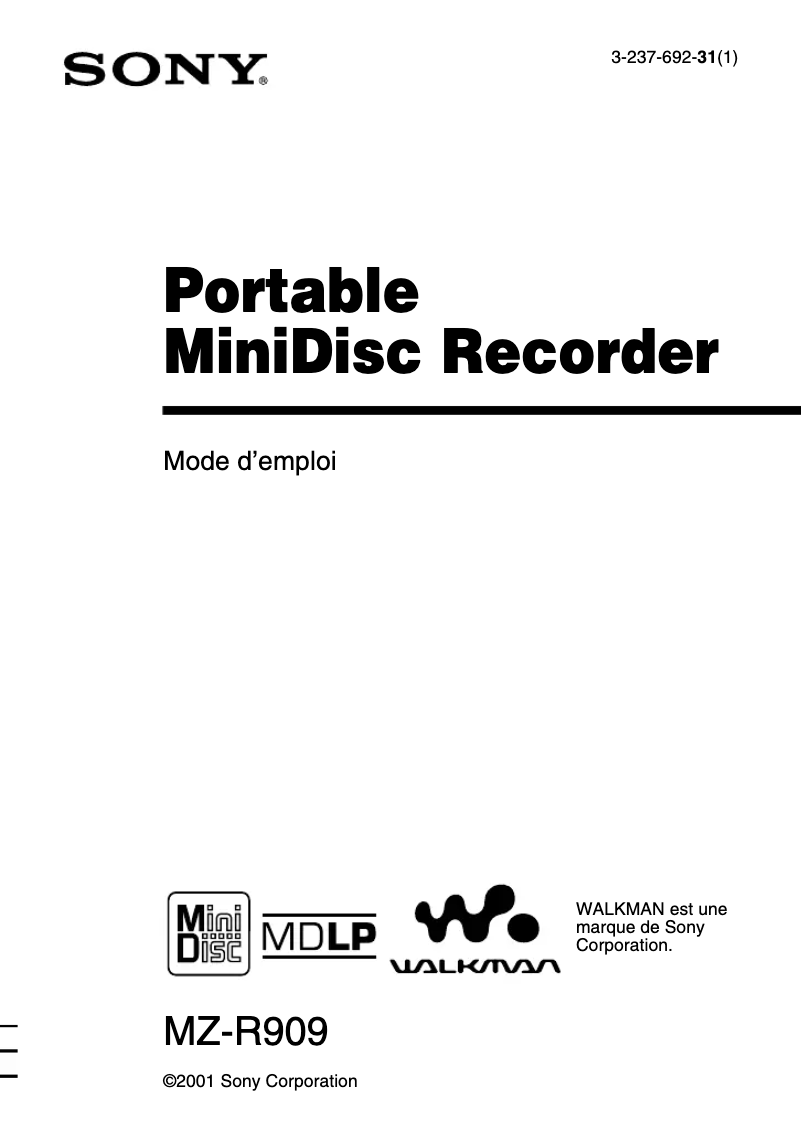 Página 1 del manual Manual de usuario Sony MZ-R909