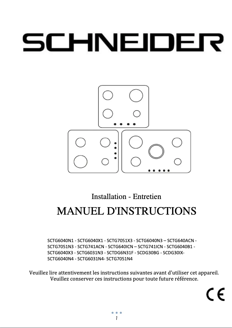 Page 1 de la notice Manuel utilisateur Schneider SCTG6040B1