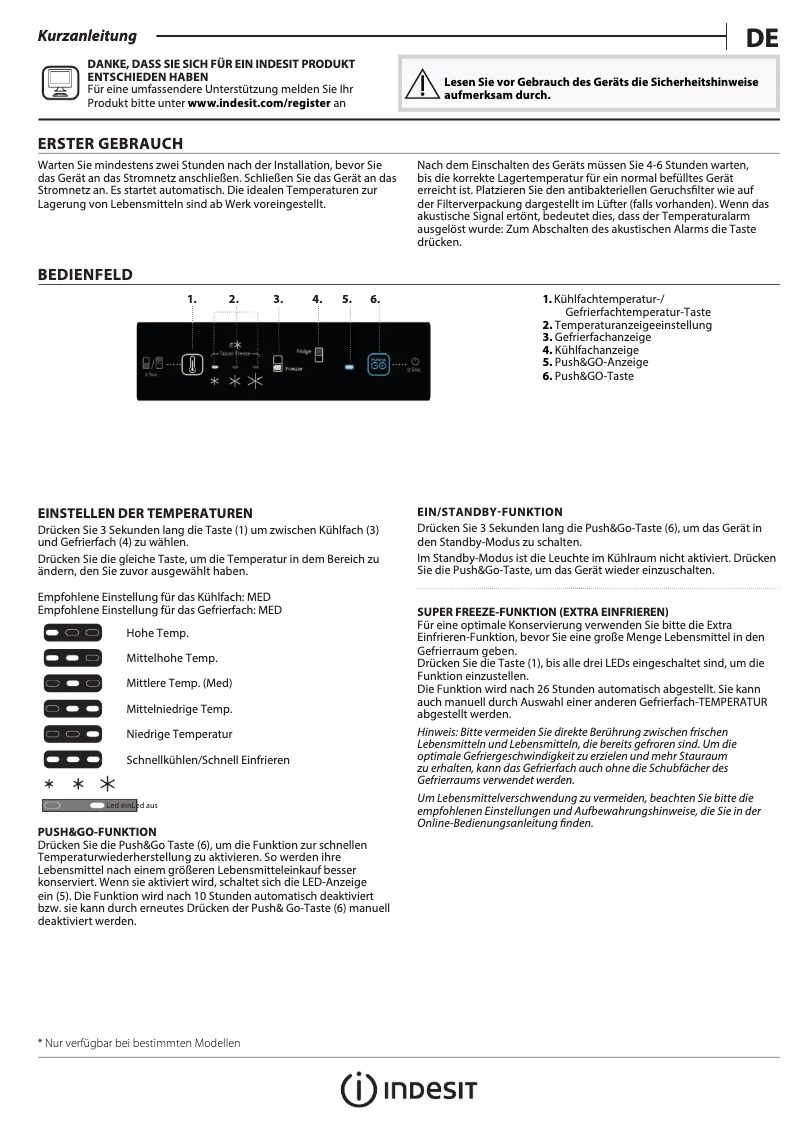 Page n°1 - Manuel utilisateur Indesit INC18 T332