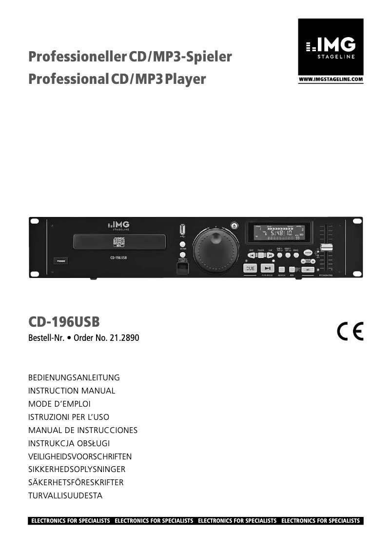 Page 1 de la notice Manuel utilisateur IMG Stageline CD-196USB