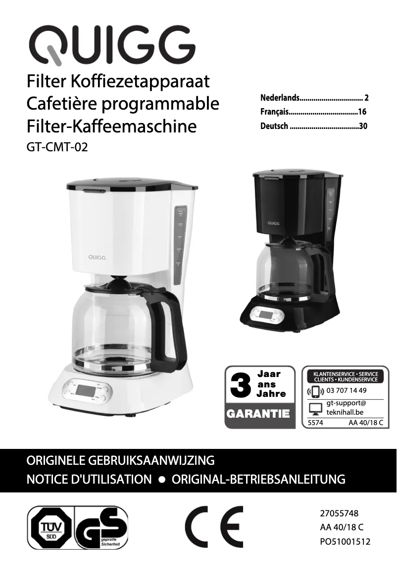 Page 1 de la notice Manuel utilisateur Quigg GT-CMT-02