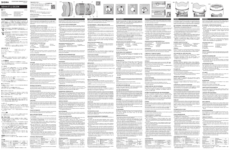 Page 1 de la notice Manuel utilisateur Sigma 50mm F1.2 DG DN