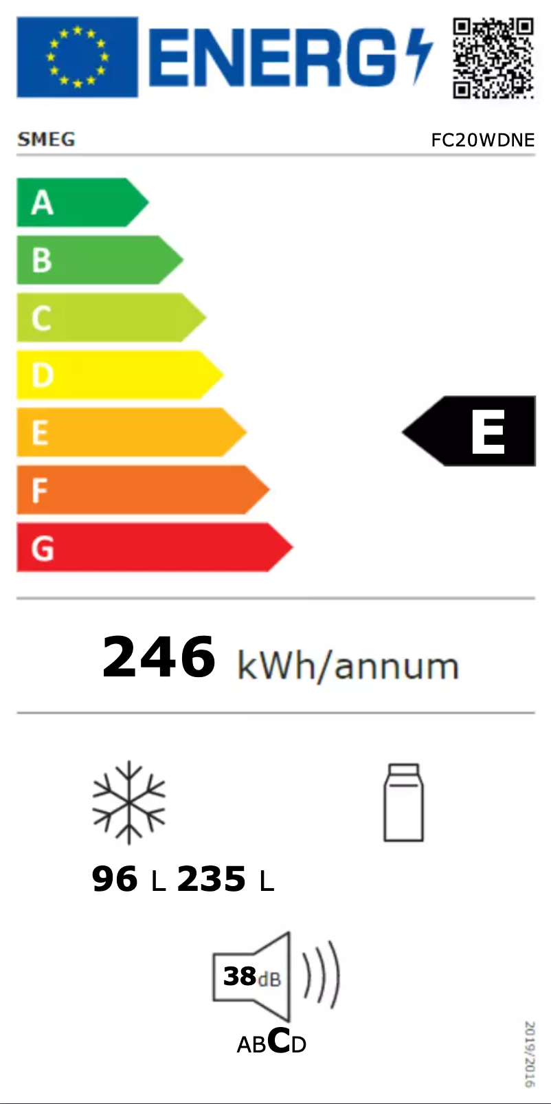 Page n°1 - Label énergétique Smeg FC20WDNE