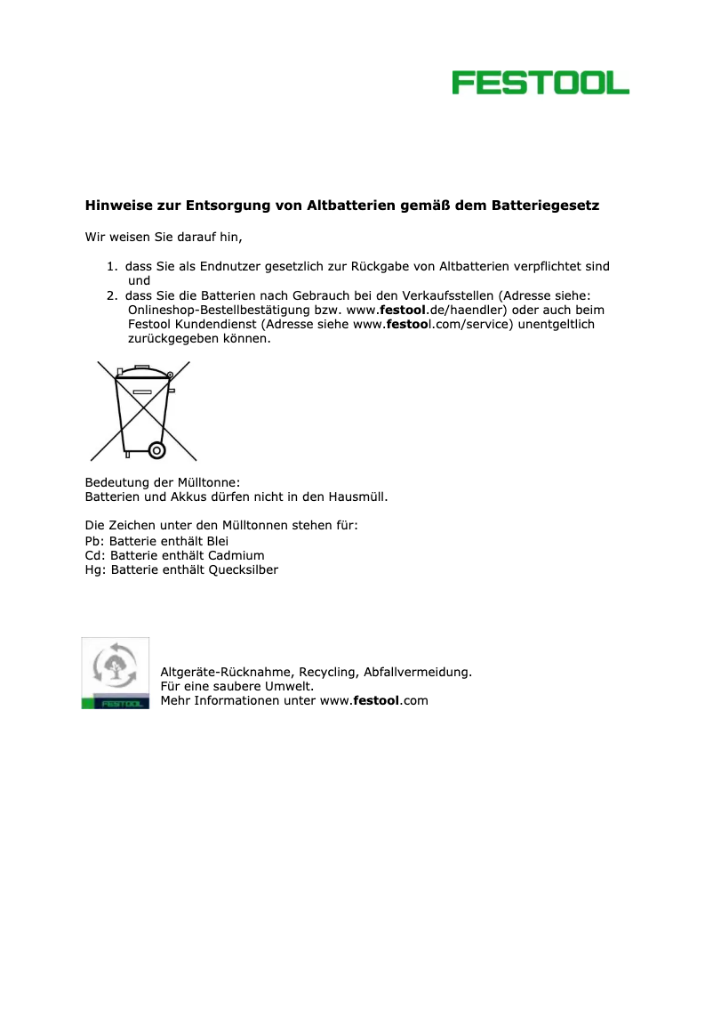Page 1 de la notice Manuel d'utilisation et d'entretien Festool C 15 Li