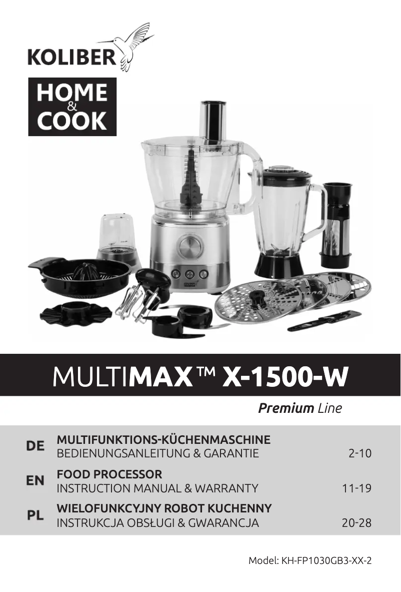 Page 1 de la notice Manuel utilisateur Koliber MULTIMAX X-1500-W