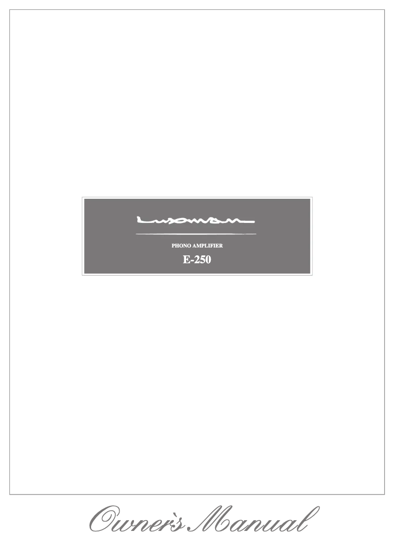 Page n°1 - Manuel utilisateur Luxman E-250