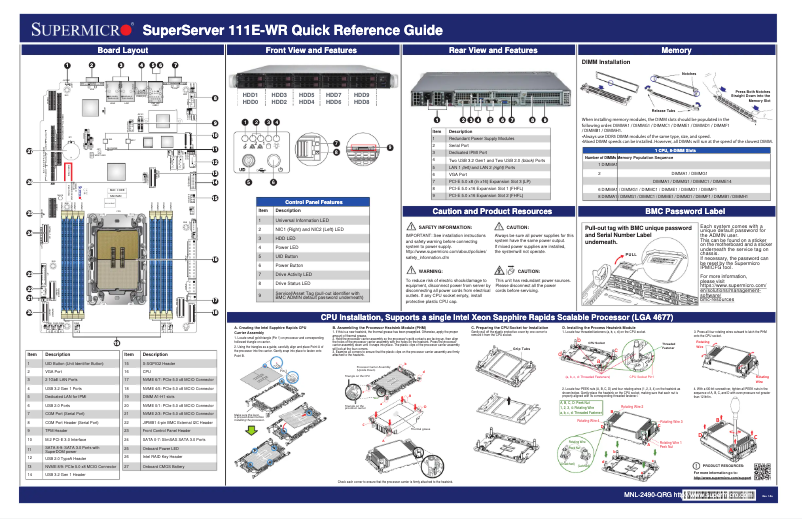 Image de la première page du manuel de l'appareil SuperServer SYS-111E-WR