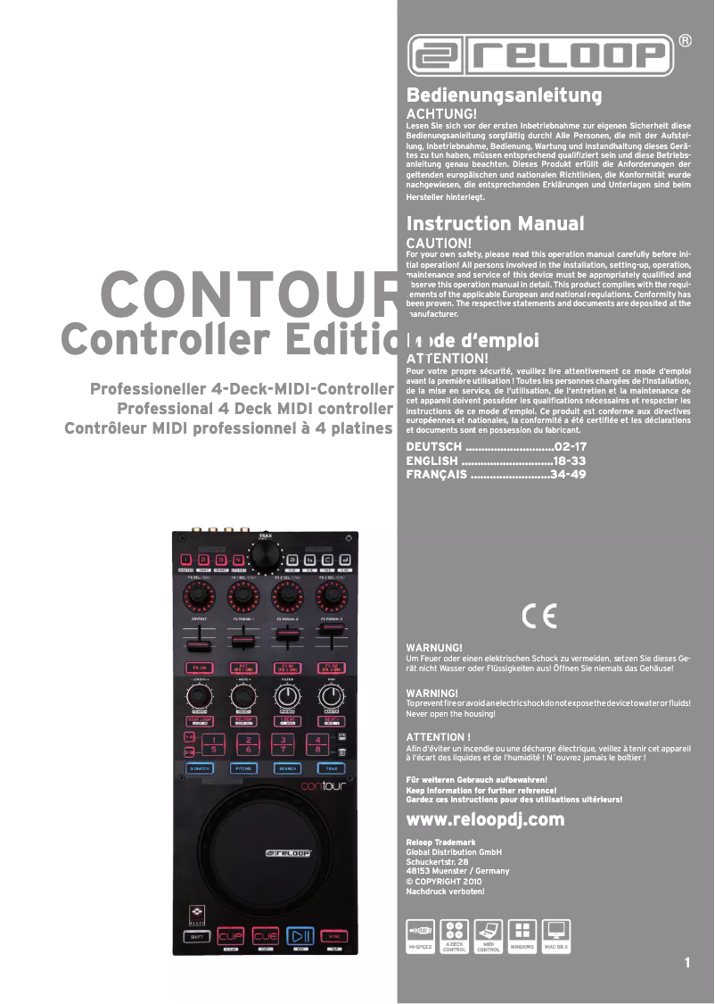 Image de la première page du manuel de l'appareil Contour Controller Edition