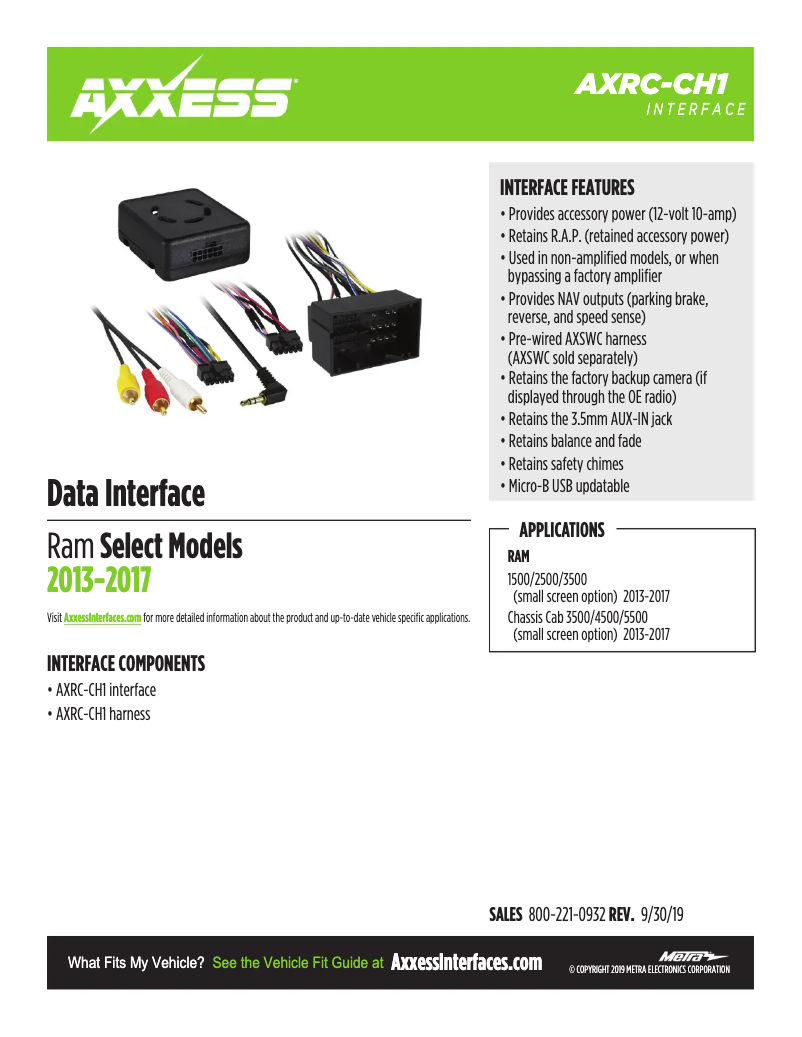 Página 1 del manual Ficha técnica AXESS AXRC-CH1