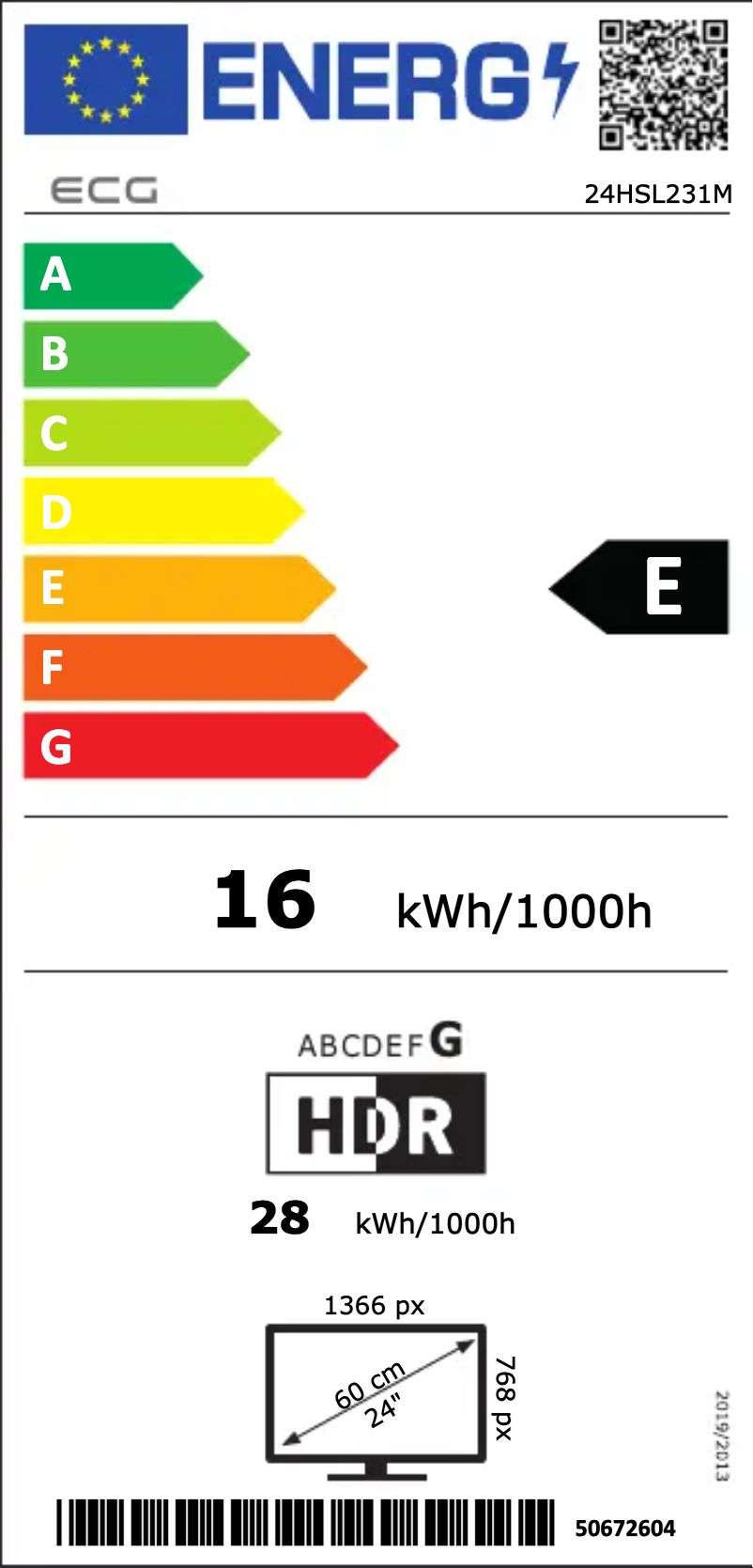 Page n°1 - Label énergétique ECG 24HSL231M