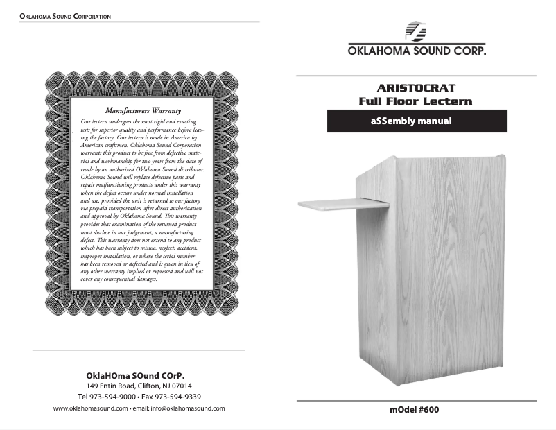 Page 1 de la notice Manuel utilisateur Oklahoma Sound 600