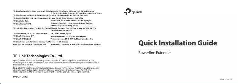 Page n°1 - Guide d'installation TP-Link AV1200
