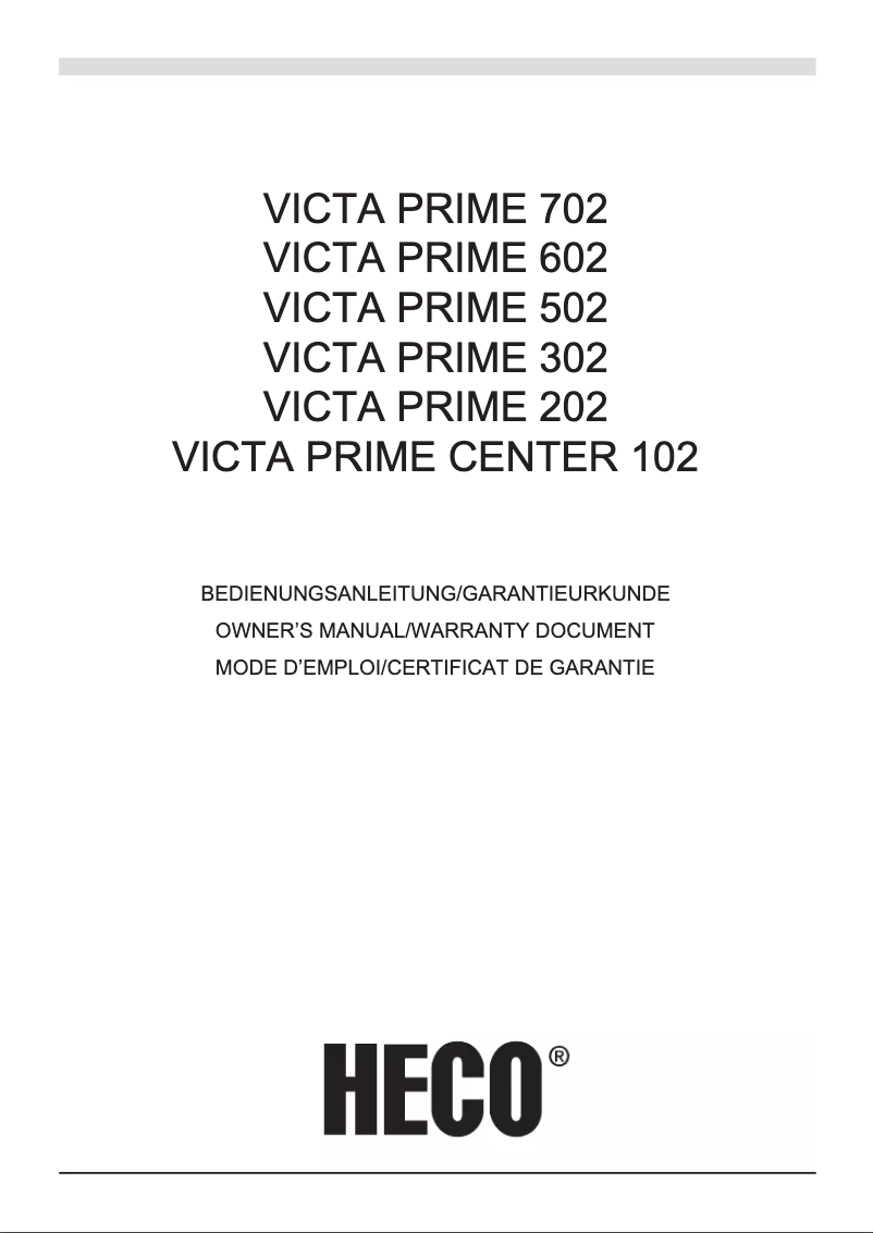 Image de la première page du manuel de l'appareil Victa Prime Center 102