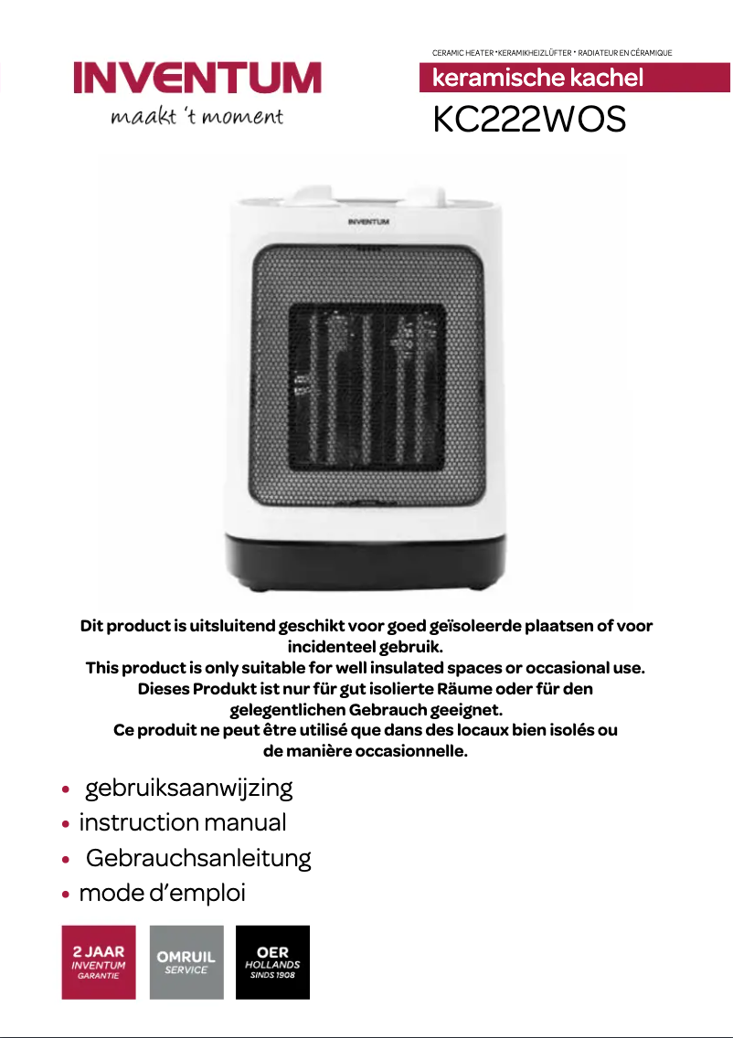 Page 1 de la notice Manuel utilisateur Inventum KC222WOS