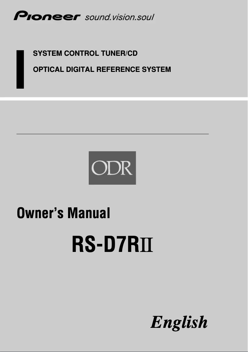 Page n°1 - Manuel utilisateur Pioneer RS-D7R