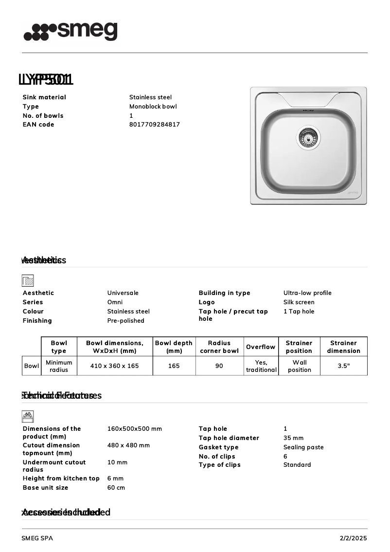 Page n°1 - Manuel utilisateur Smeg LYP501