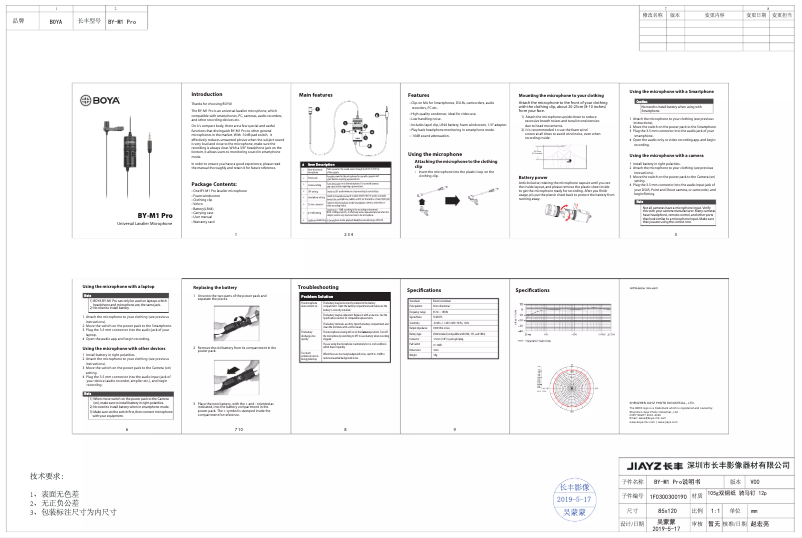 Page n°1 - Manuel utilisateur BOYA BY-M1