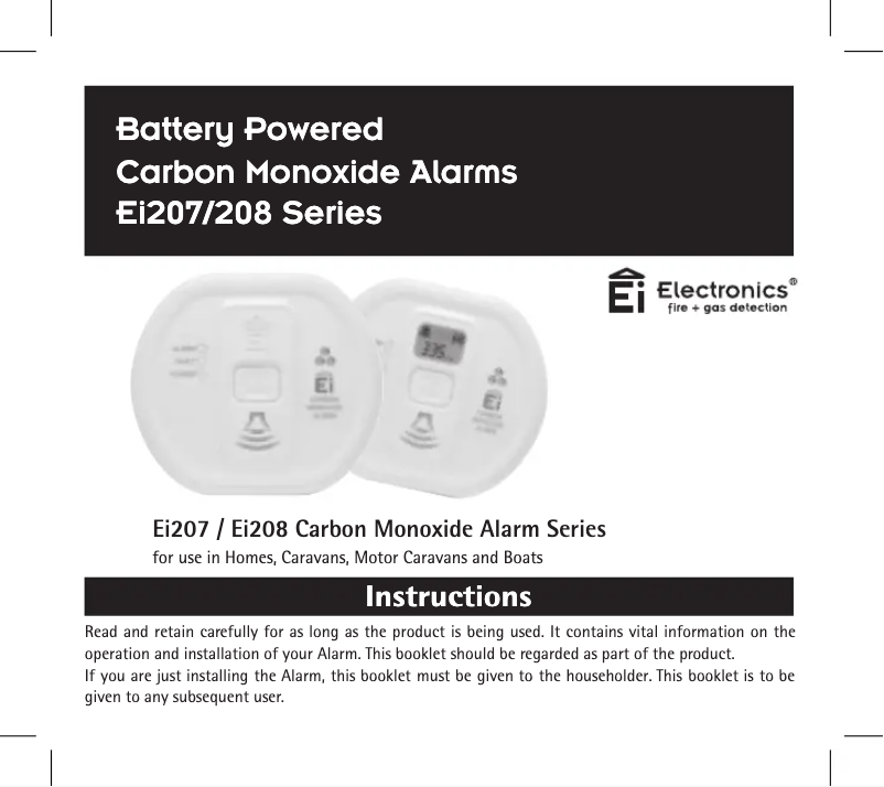 Page 1 de la notice Manuel utilisateur Ei Electronics Ei208WRF