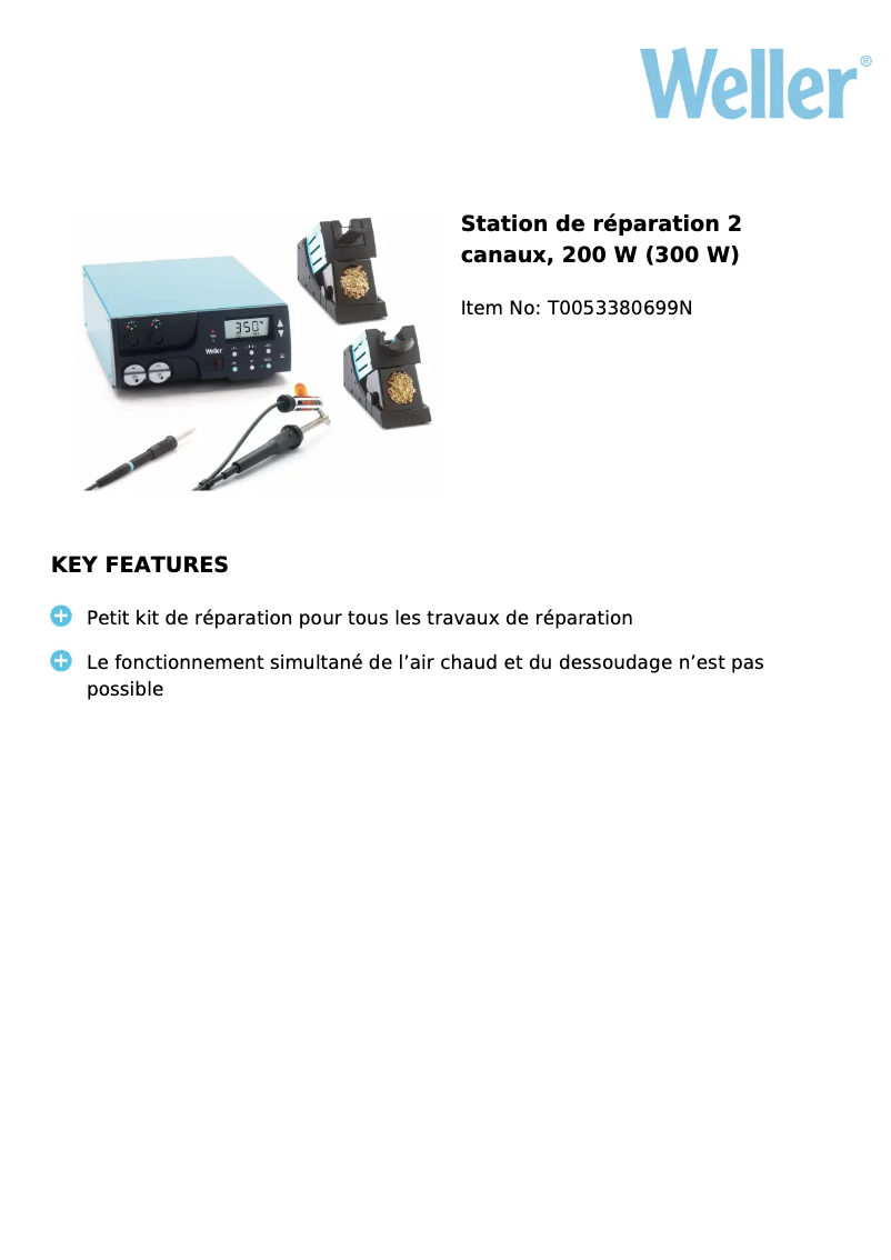 Page n°1 - Fiche technique Weller WR 2002