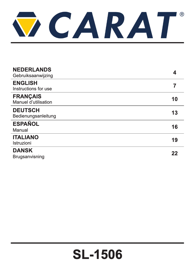 Page 1 de la notice Manuel utilisateur Carat SL-1506X