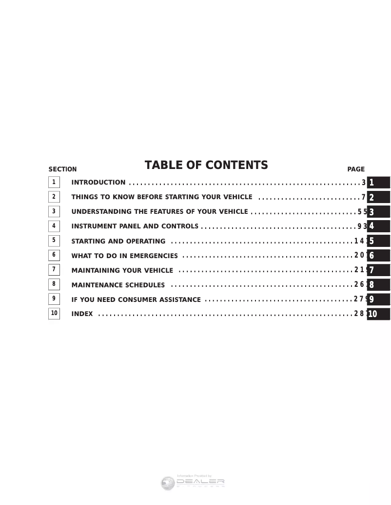 Image de la première page du manuel de l'appareil Dakota (2004)