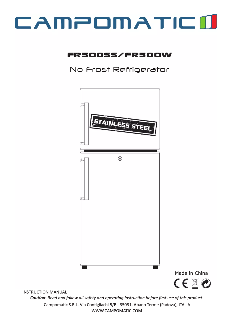 Image de la première page du manuel de l'appareil FR500SS