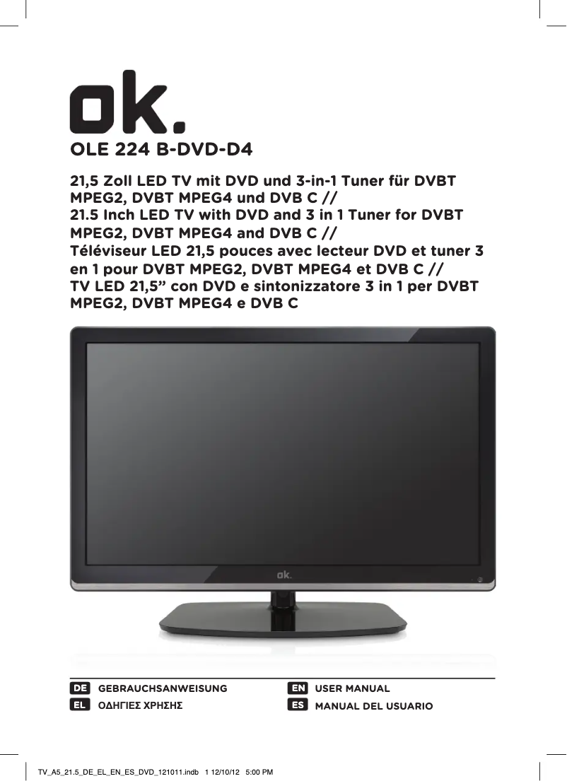 Page 1 of the manual User Manual OK OLE 224 B-DVD-D4