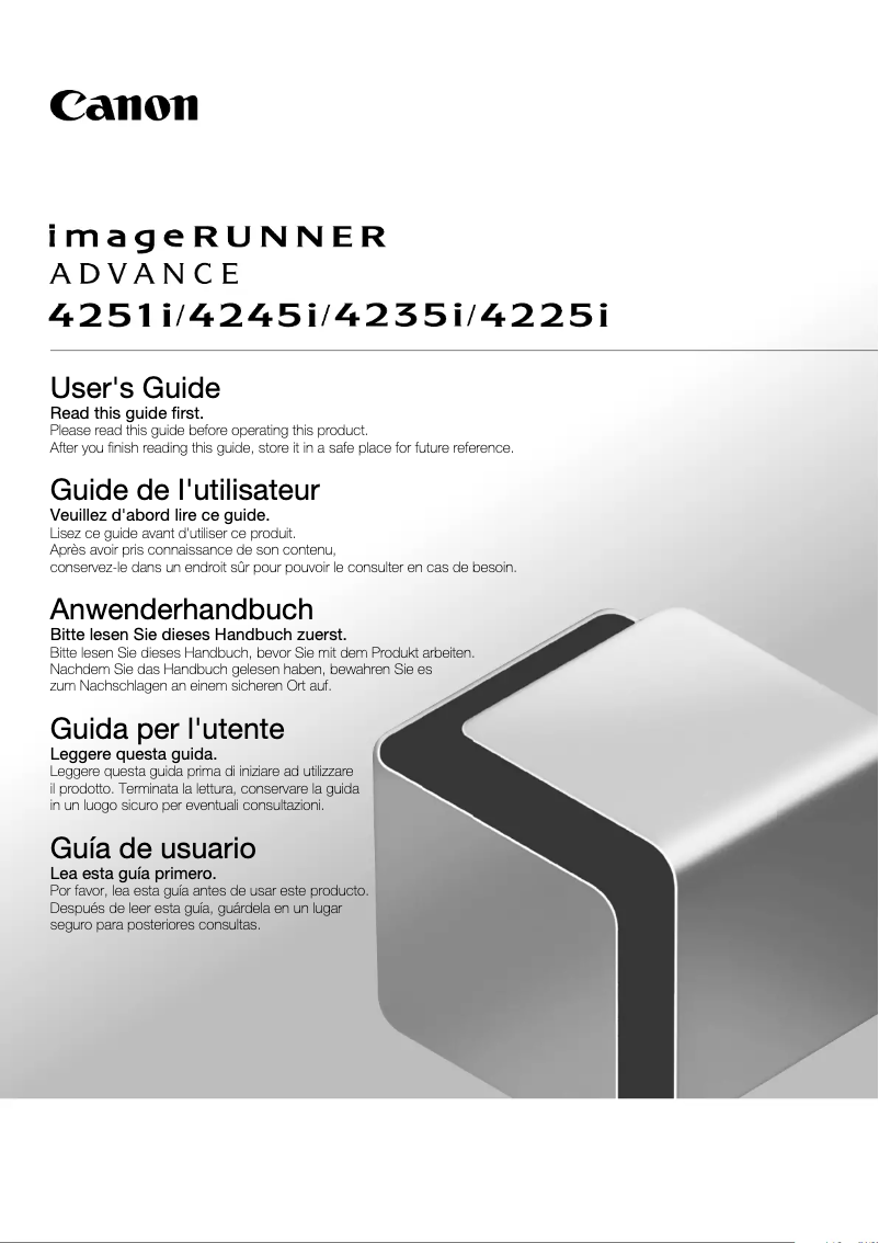 Image de la première page du manuel de l'appareil imageRUNNER ADVANCE 4225i