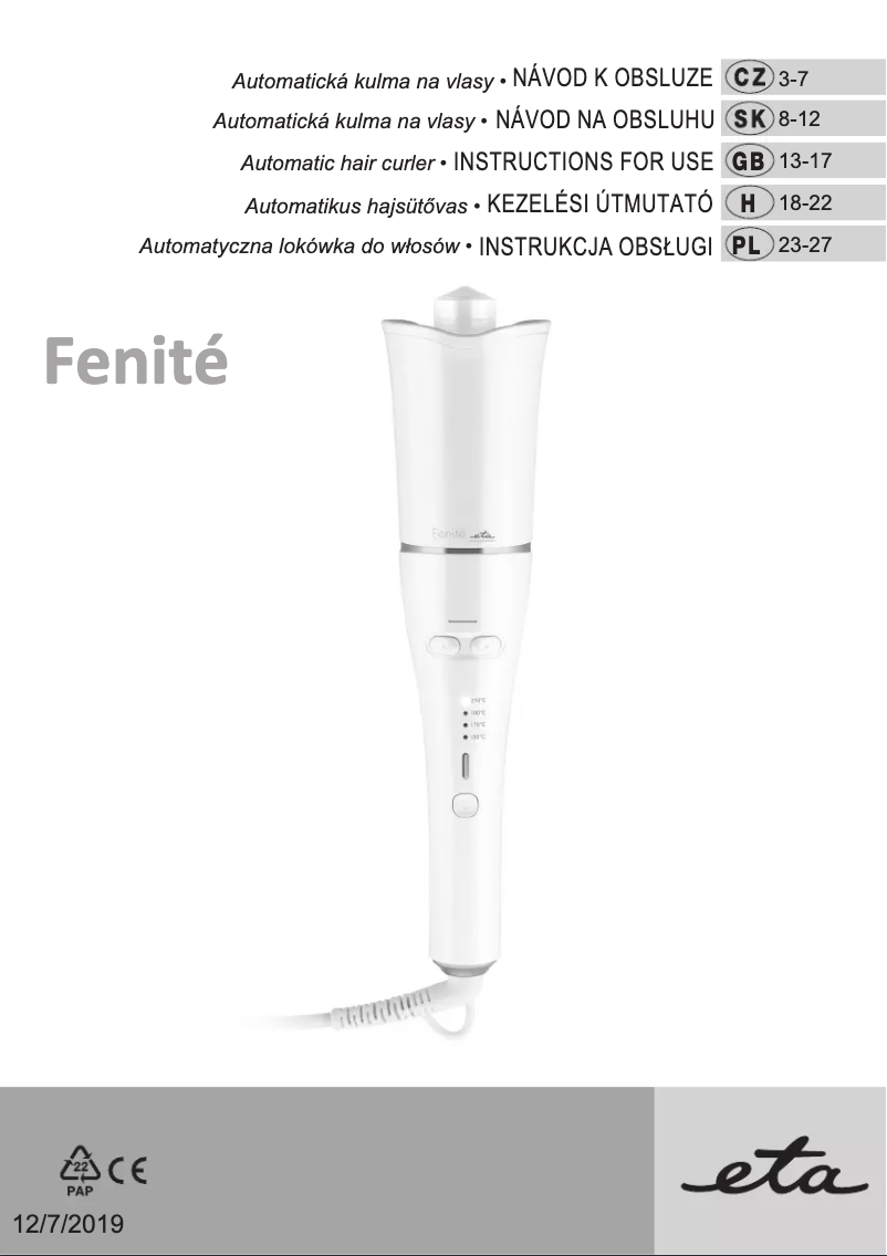 Image de la première page du manuel de l'appareil Fenité 932790000