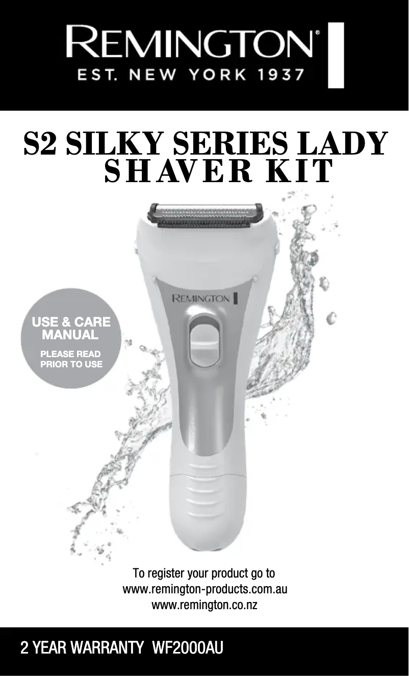 Page 1 de la notice Manuel utilisateur Remington Silky S2 Lady Shaver WF2000AU