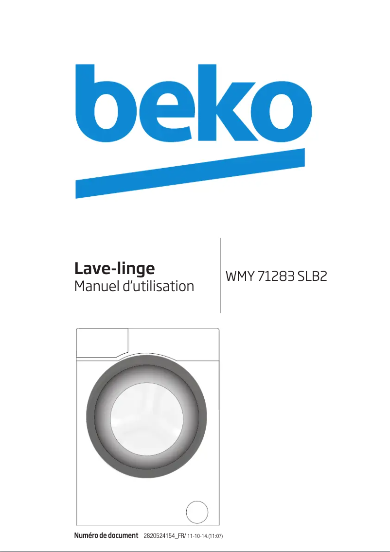 Page 1 de la notice Manuel utilisateur Beko WMY 71283 SLB2