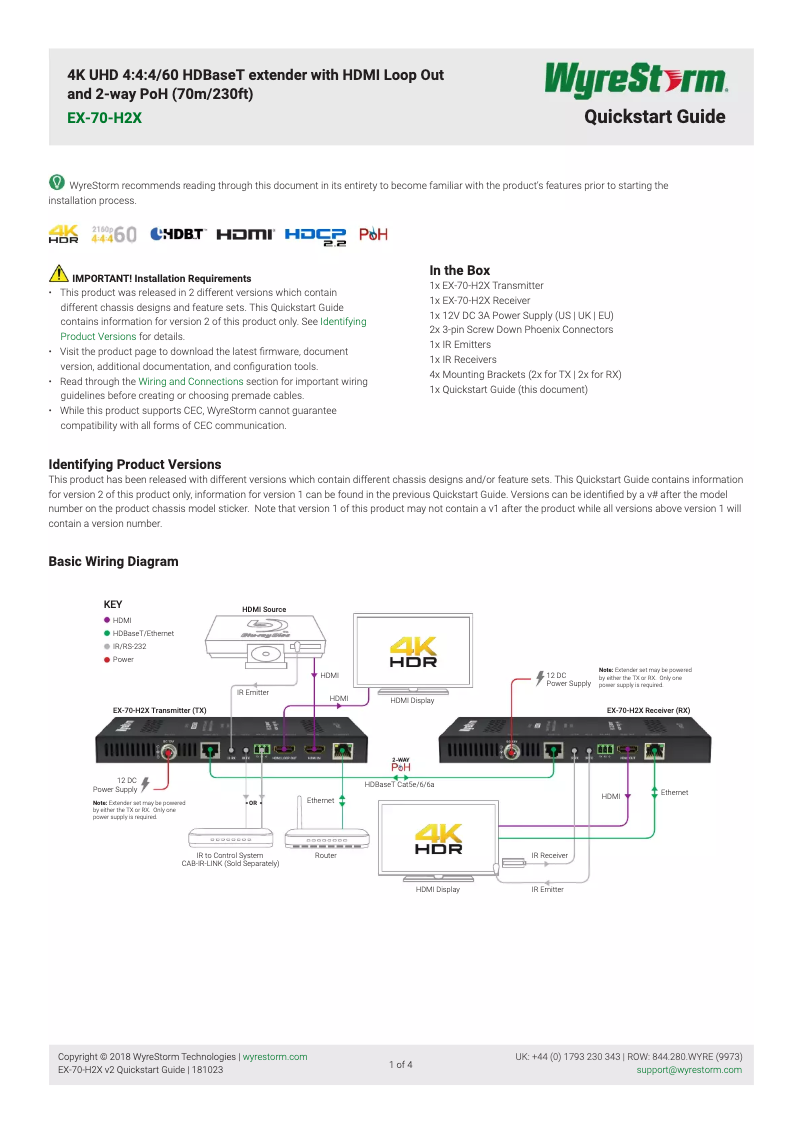 Página 1 del manual Manual de usuario WyreStorm EX-70-H2X