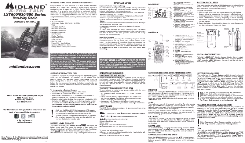 Image de la première page du manuel de l'appareil LXT600BB