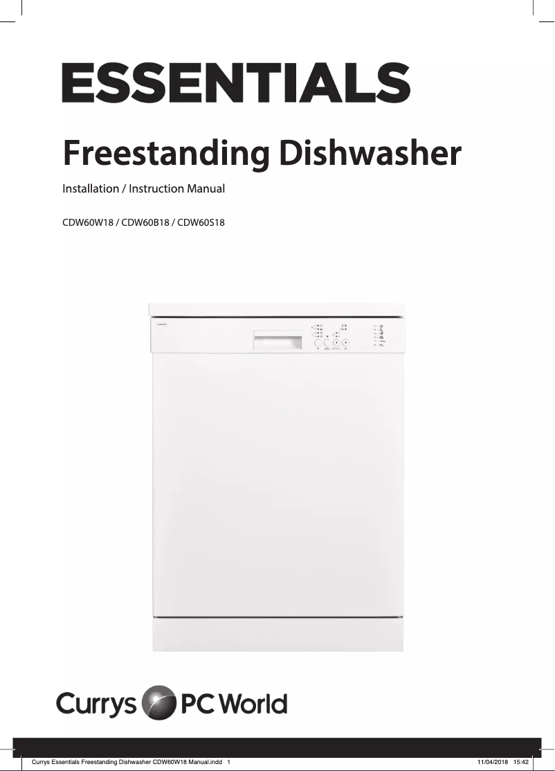 Page 1 de la notice Manuel utilisateur Currys Essentials CDW60S18