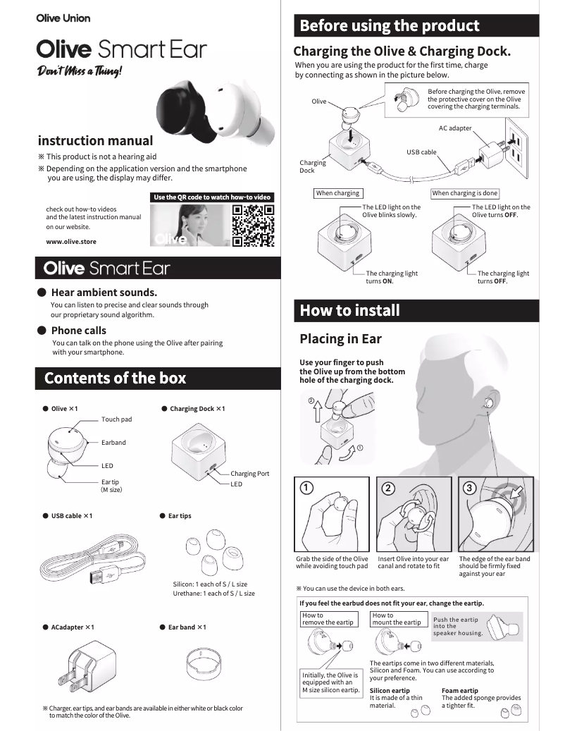 Image de la première page du manuel de l'appareil Smart Ear
