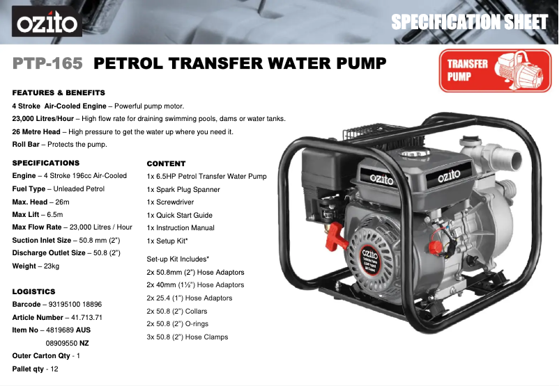 Imagen de la primera página del manual del dispositivo PTP-165
