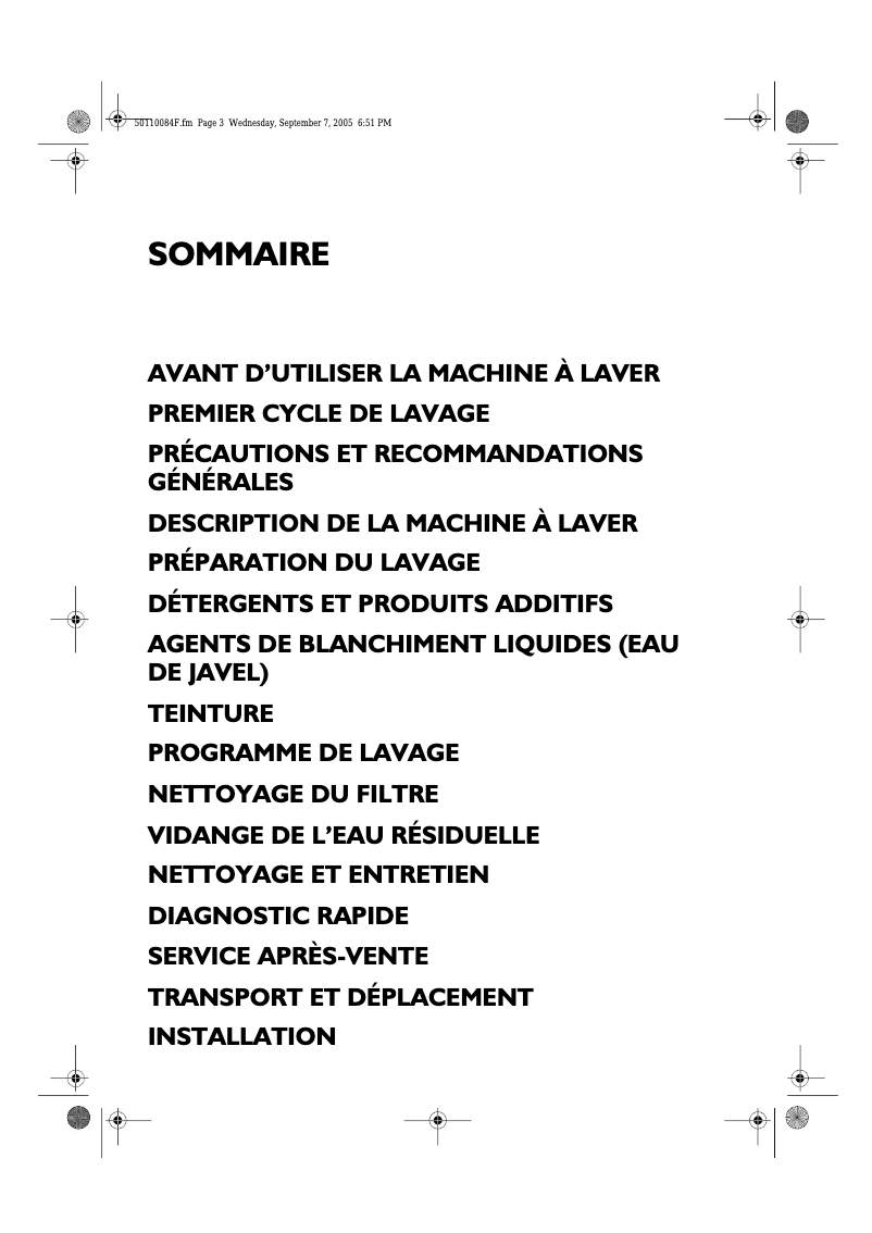 Page n°1 - Manuel utilisateur Ignis AWV 500