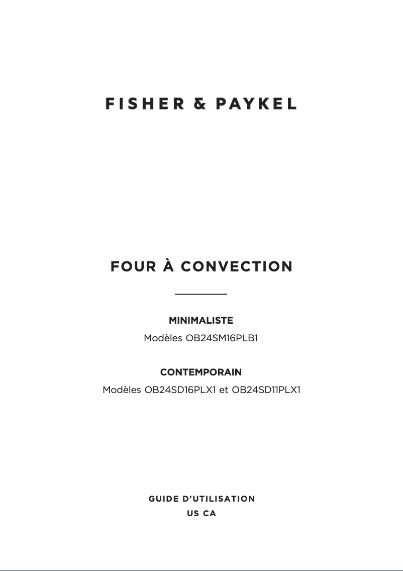 Page 1 de la notice Manuel utilisateur Fisher & Paykel OB24SD11PLX1