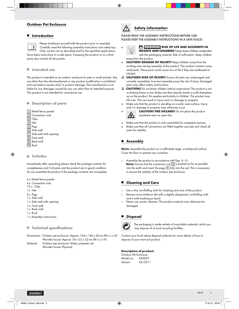 Image de la première page du manuel de l'appareil Z30005