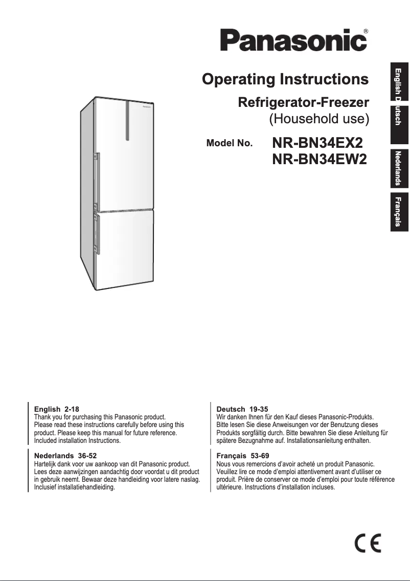 Page 1 de la notice Manuel utilisateur Panasonic NR-BN34EW2