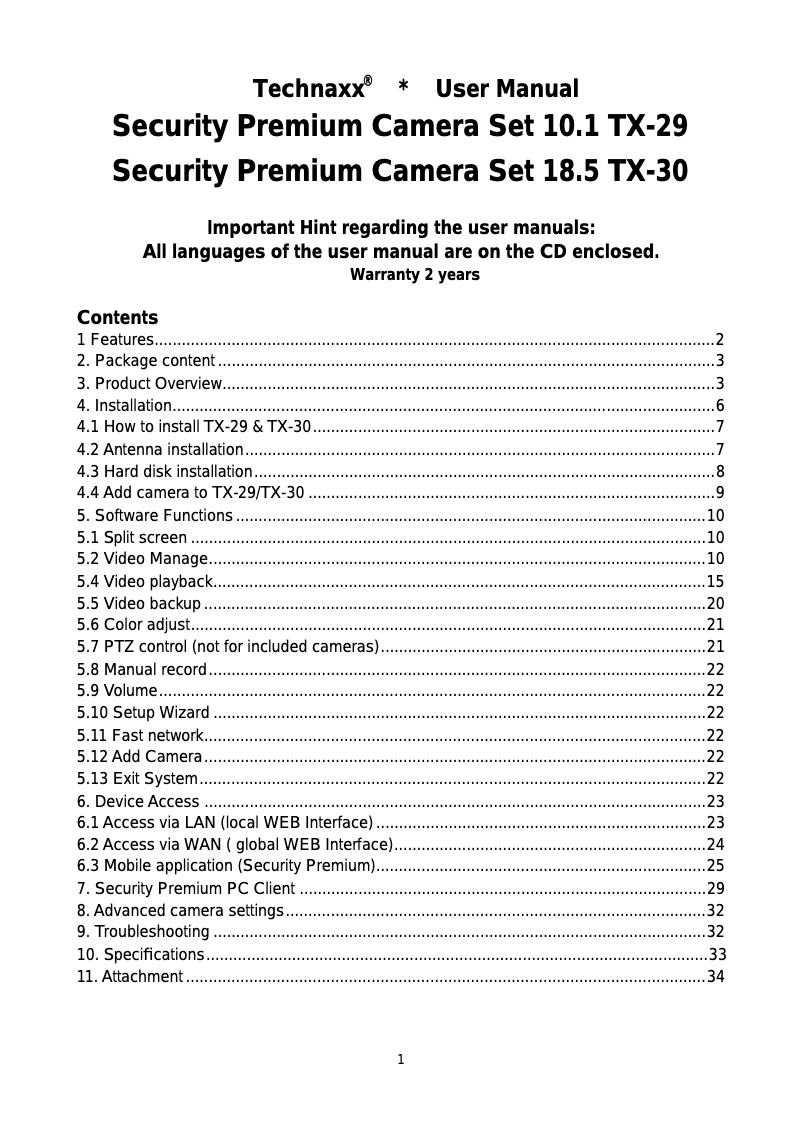 Image de la première page du manuel de l'appareil Premium TX-30