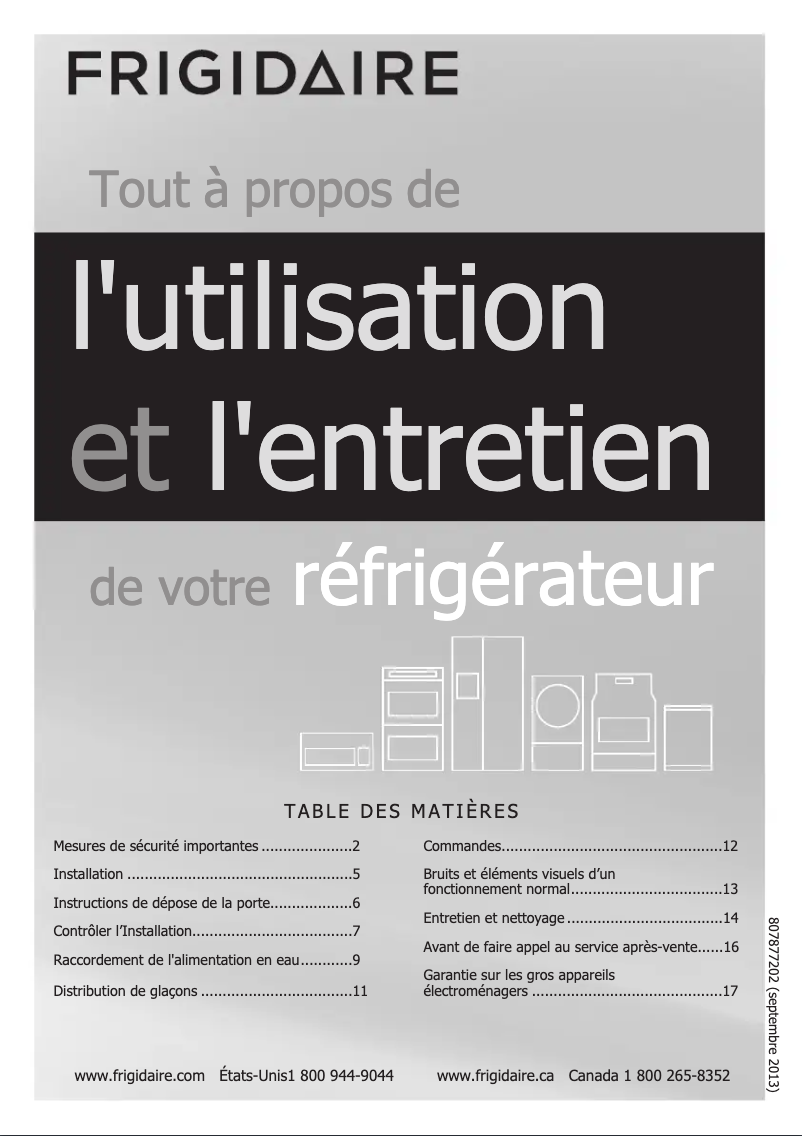 Page n°1 - Manuel utilisateur Frigidaire FFHT1814QB