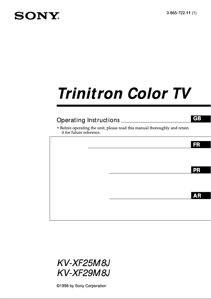 Página 1 del manual Manual de usuario Sony Trinitron KV-XF25M8J